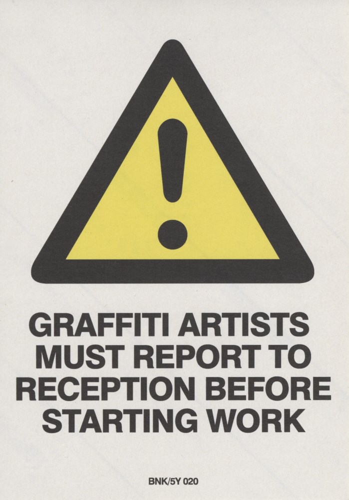 Lot #1008: BANKSY - Graffiti Artists Must Report… - Color offset lithograph printing