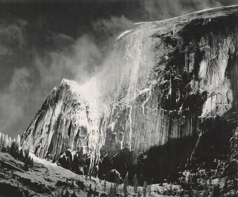 Lot #1017: ANSEL ADAMS - Half Dome, Blowing Snow, Yosemite National Park, California - Original vintage photogravure