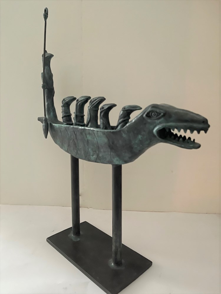 Lot #906: LEONORA CARRINGTON [imputée] - Crocodile Dreams II (Cocodrilos Sueños II) - Bronze sculpture with turquoise patina