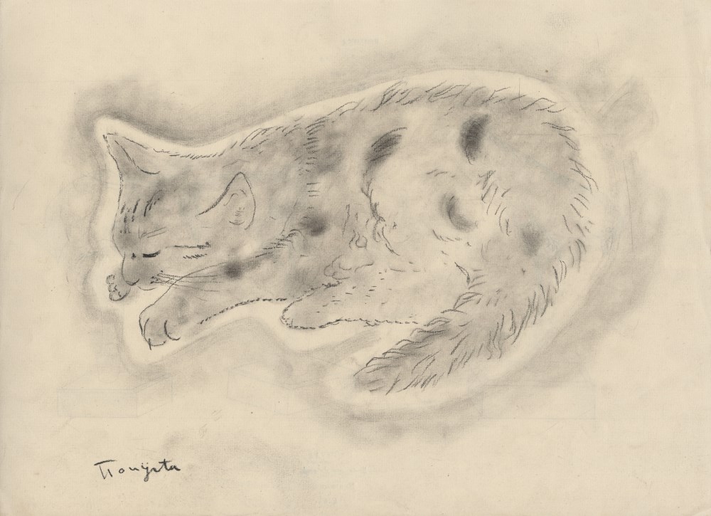 Lot #1824: LEONARD TSUGUHARU FOUJITA [imputée] - Le chat - Pencil drawing on paper