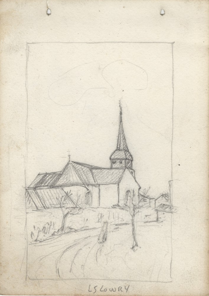 Lot #1507: L. S. LOWRY - A Church - Pencil drawing on paper