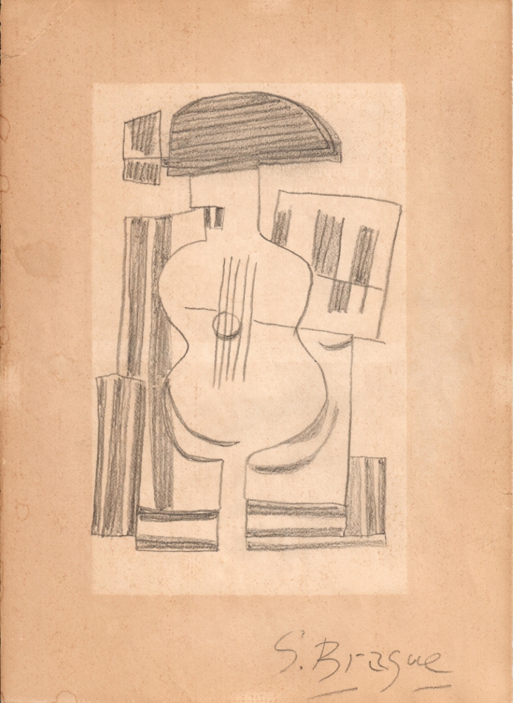 Lot #2712: GEORGES BRAQUE - Instrument de musique cubiste - Pencil drawing on paper