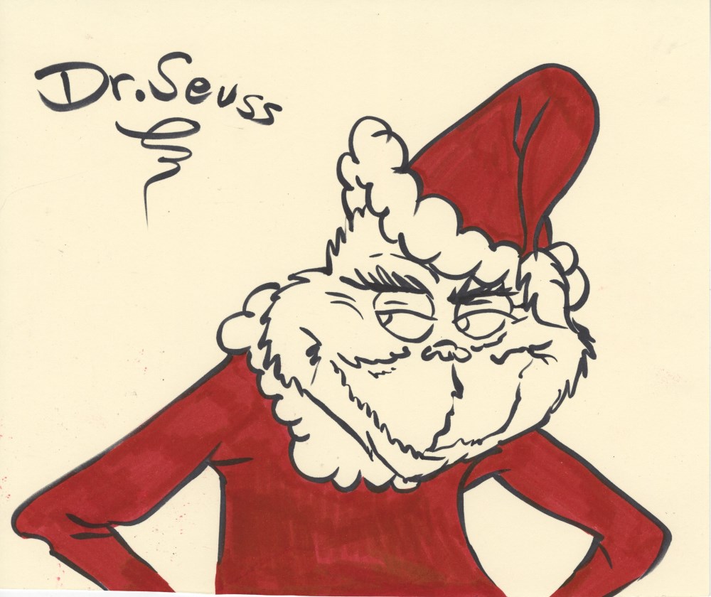 Lot #1398: THEODOR SEUSS GEISEL [DR. SEUSS] - The Grinch - Felt-tip pen and colored marker on paper
