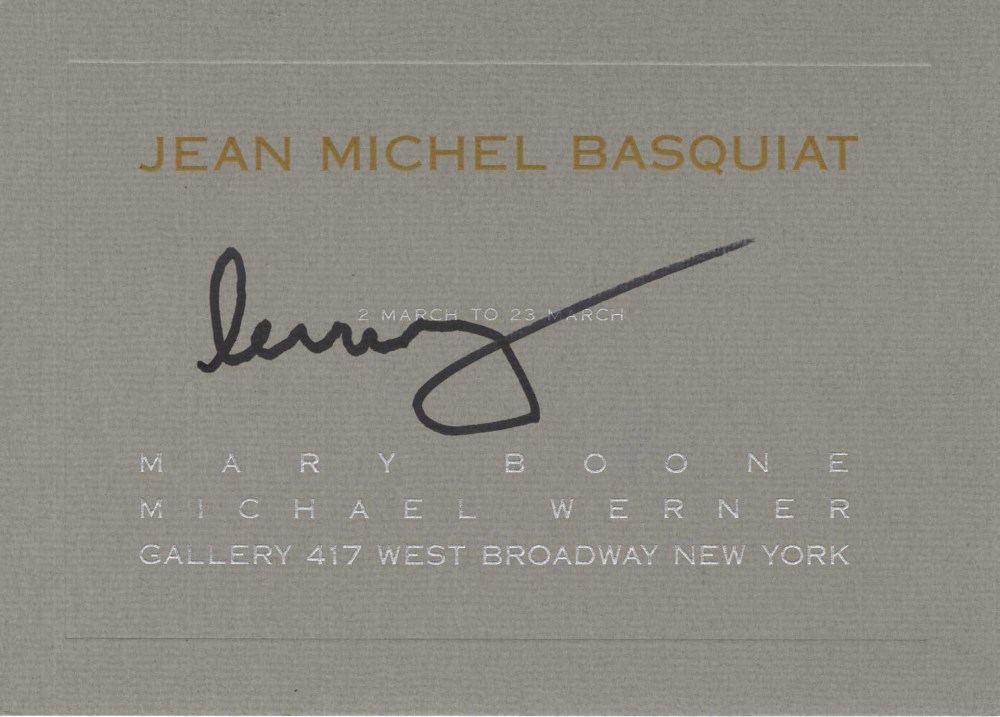 Lot #271: JEAN-MICHEL BASQUIAT - Jean-Michel Basquiat at Boone & Werner - Two-color embossing on cardstock paper