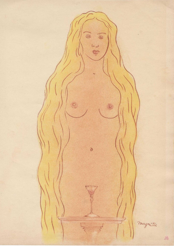 Lot #1564: RENE MAGRITTE - Le gu�ridon - Original gouache drawing on paper